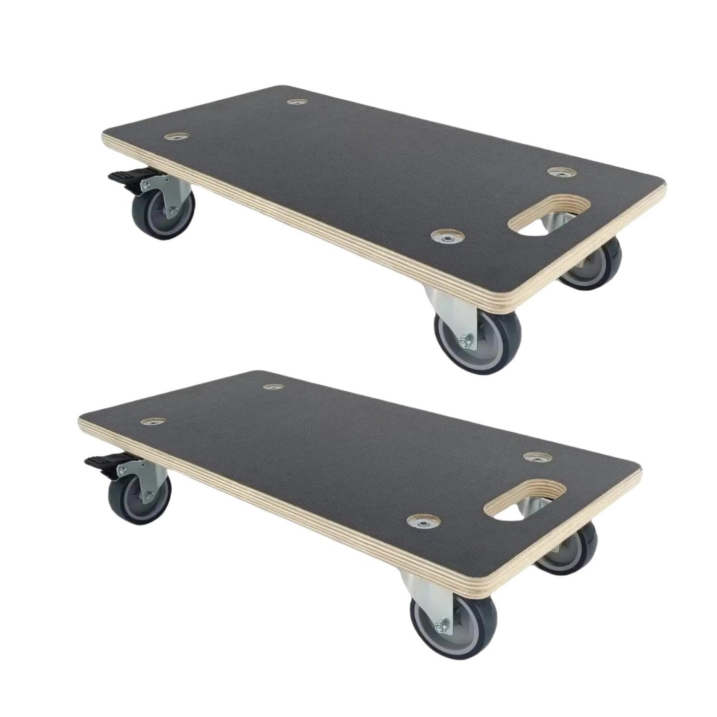 Heavy duty wood furniture dolly set of 2 with 4 wheels, 2200 lb static load capacity per pair, 11 layer plywood platform, soft rubber casters