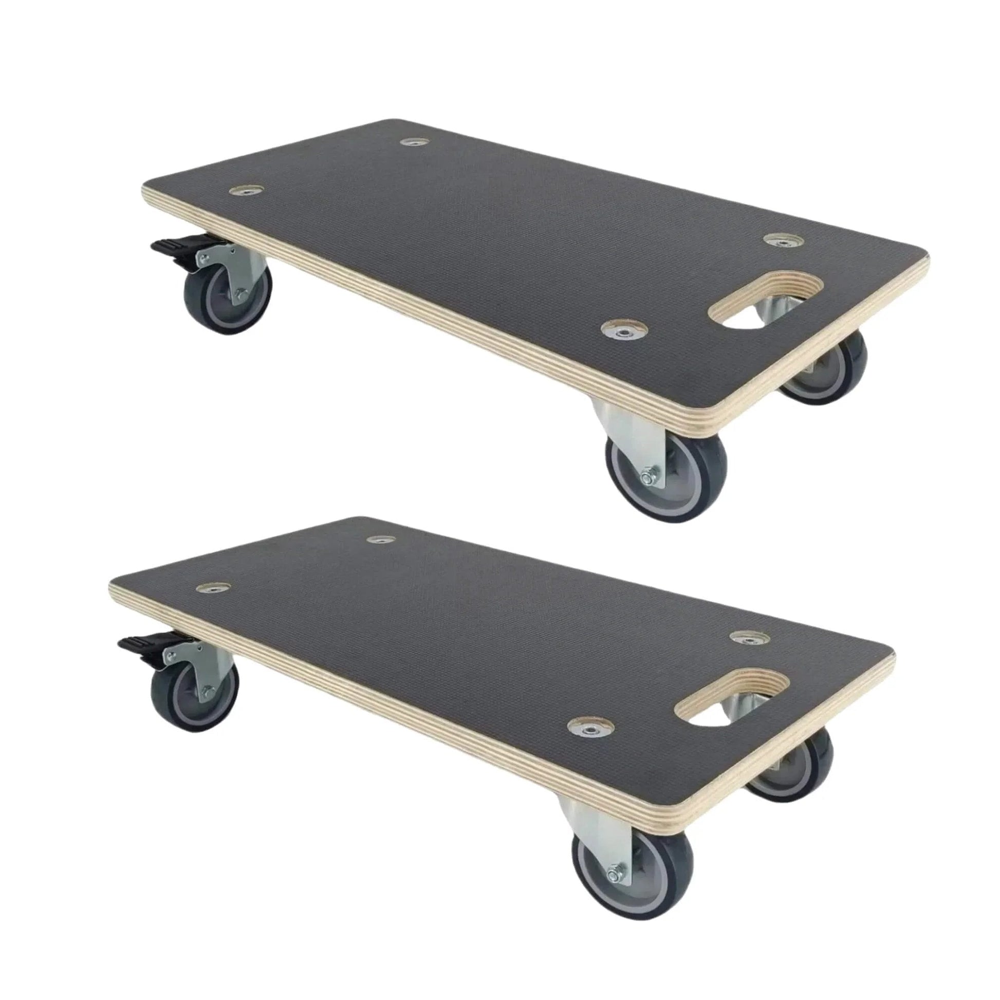 Heavy duty wood furniture dolly set of 2 with 4 wheels, 2200 lb static load capacity per pair, 11 layer plywood platform, soft rubber casters
