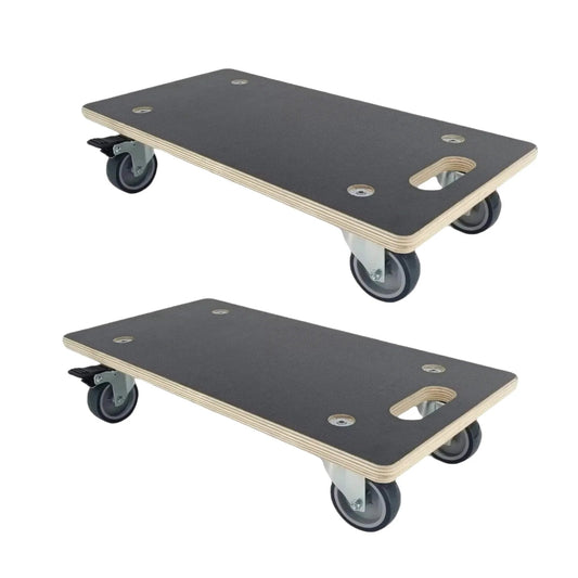 Heavy duty wood furniture dolly set of 2 with 4 wheels, 2200 lb static load capacity per pair, 11 layer plywood platform, soft rubber casters