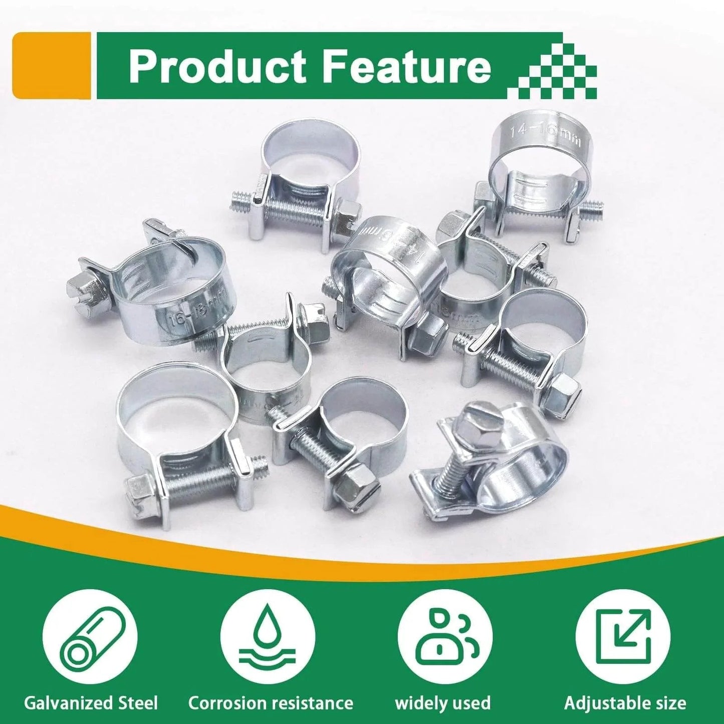 34 Piece Worm Gear Hose Clamp Kit 8 To 18mm Range In Five Sizes One Quarter To Five Eighth Inch Heavy Duty Automotive Diesel Petrol Hose Clamps Zinc Plated Corrosion Resistant Includes Strong Storage Box