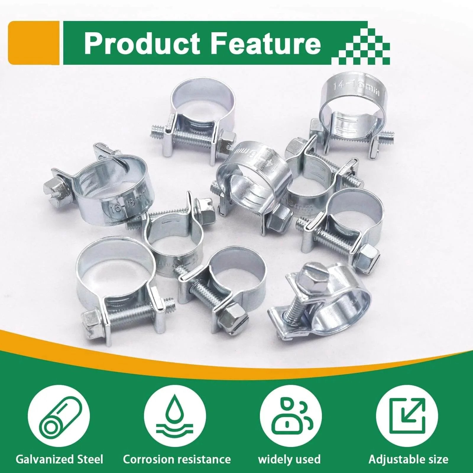 34 Piece Worm Gear Hose Clamp Kit 8 To 18mm Range In Five Sizes One Quarter To Five Eighth Inch Heavy Duty Automotive Diesel Petrol Hose Clamps Zinc Plated Corrosion Resistant Includes Strong Storage Box
