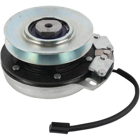 Side view of 255-142X Xtreme Electric PTO Clutch X0327 for John Deere tractors, showing pulley and shaft details.