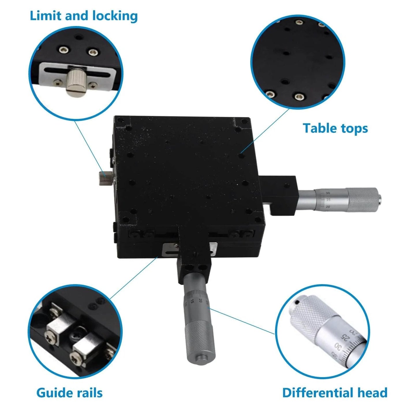 ✝️ XY Linear Stage, Keenso SEMY100-AC Micrometer Manual Precision Linear Translation Stage Displacement Trimming Cross Roller Guide
