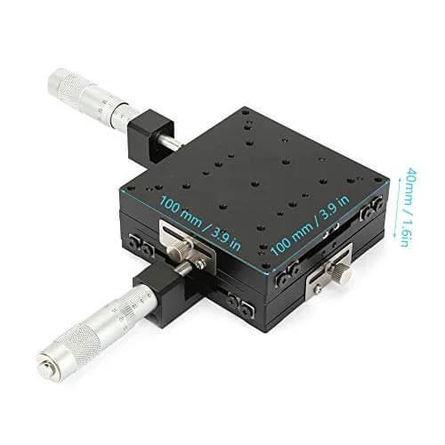 ✝️ XY Linear Stage, Keenso SEMY100-AC Micrometer Manual Precision Linear Translation Stage Displacement Trimming, 100x100x40mm