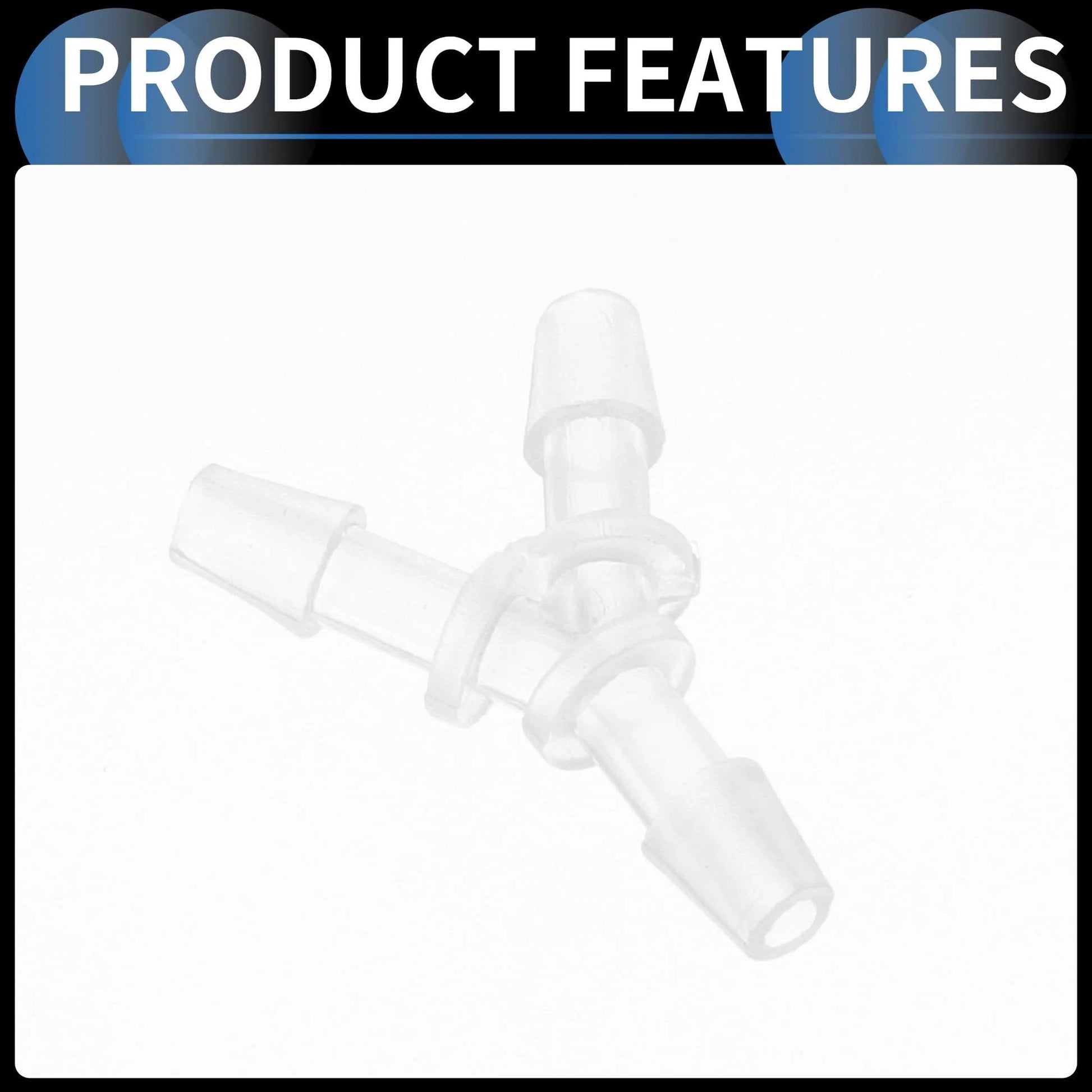 Three Way Car Vacuum Tubing Connector Kit Y Shaped One Eighth Inch Fittings Translucent Plastic Universal Fit durable view showing connectors.