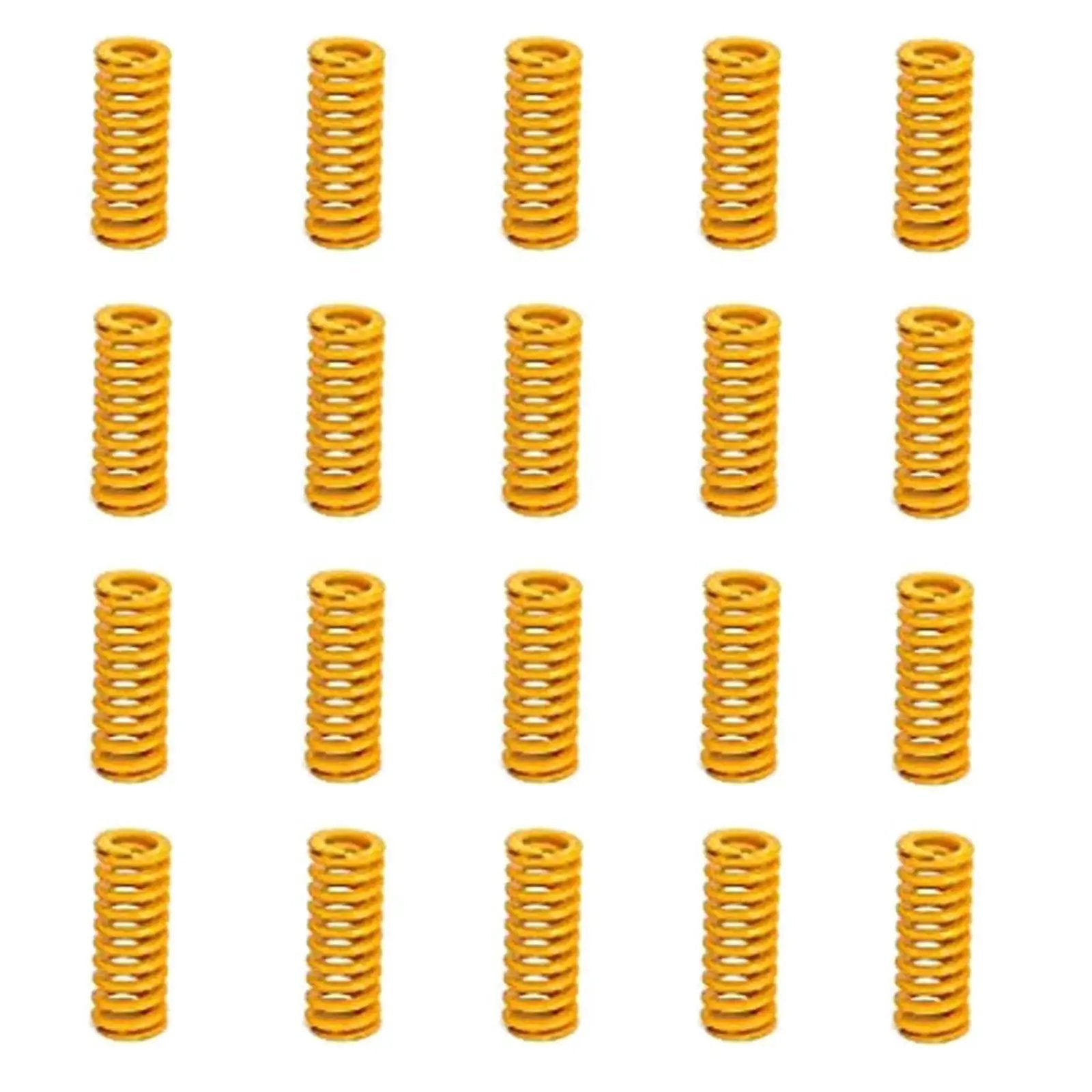 Light Load 8mm OD 20mm Long Die Spring Yellow Compression Spring Mold For Ender 3 Bed 3D Printer Replacement Pack Of 20