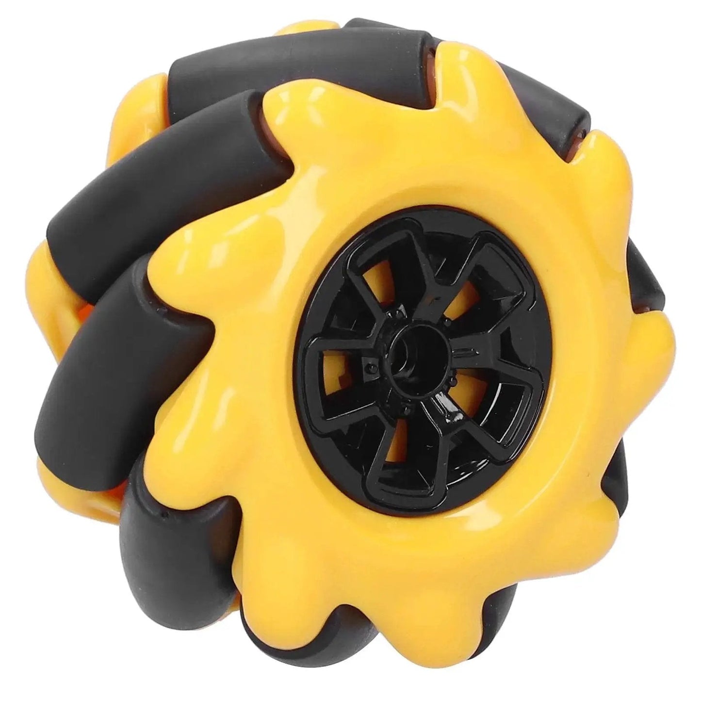 Mecanum Wheel Set for Four Wheel Drive RC Cars and Smart Robots Durable Yellow and Black 2.4 Inch Robot Wheels With Dope Movement Modes DIY Toy Component Two Pairs Chiciris For Serious DIY Fans.