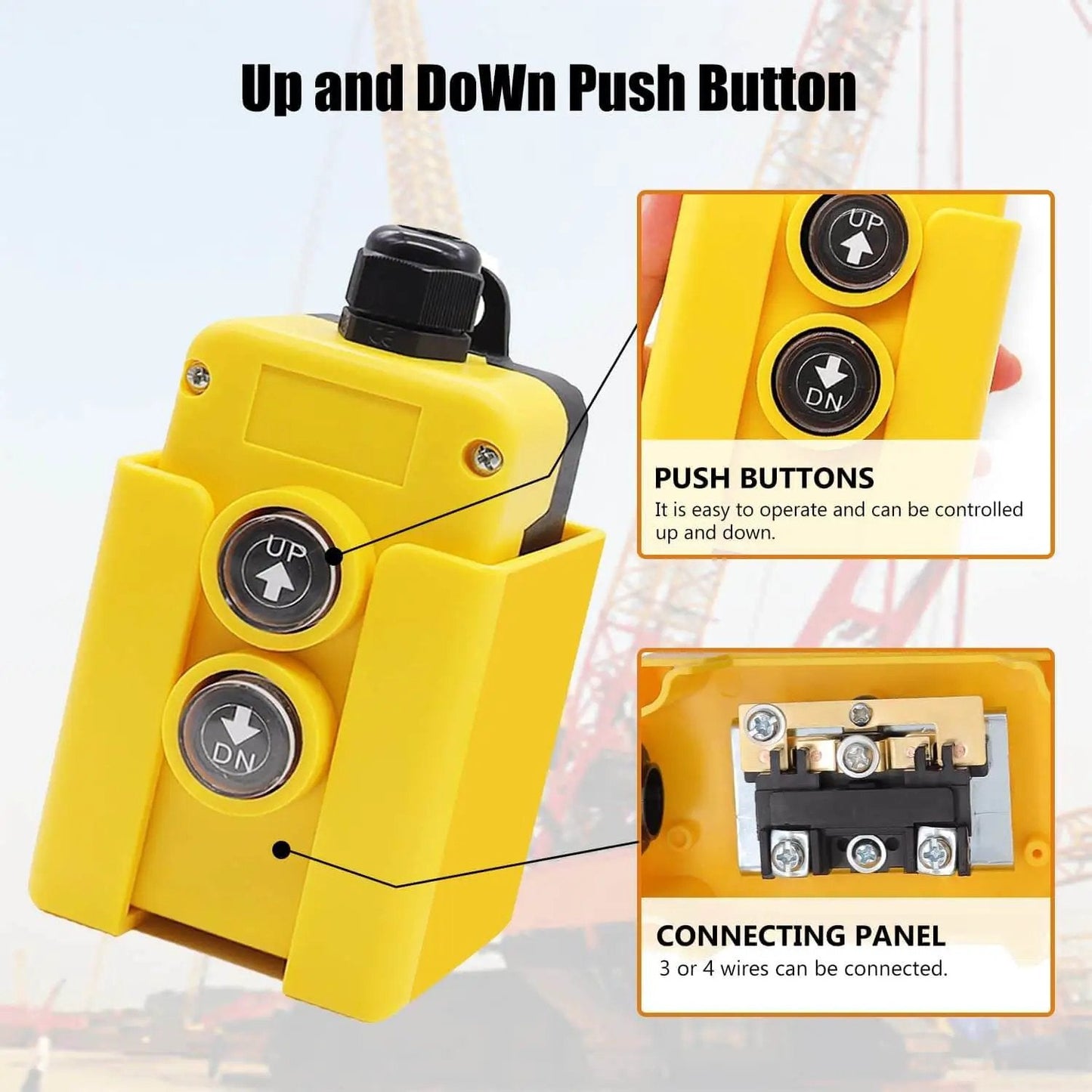 4 Wire Dump Trailer Remote Control Switch 12V DC Up Down Momentary Dual Button Control for Hydraulic Pump with yellow casing