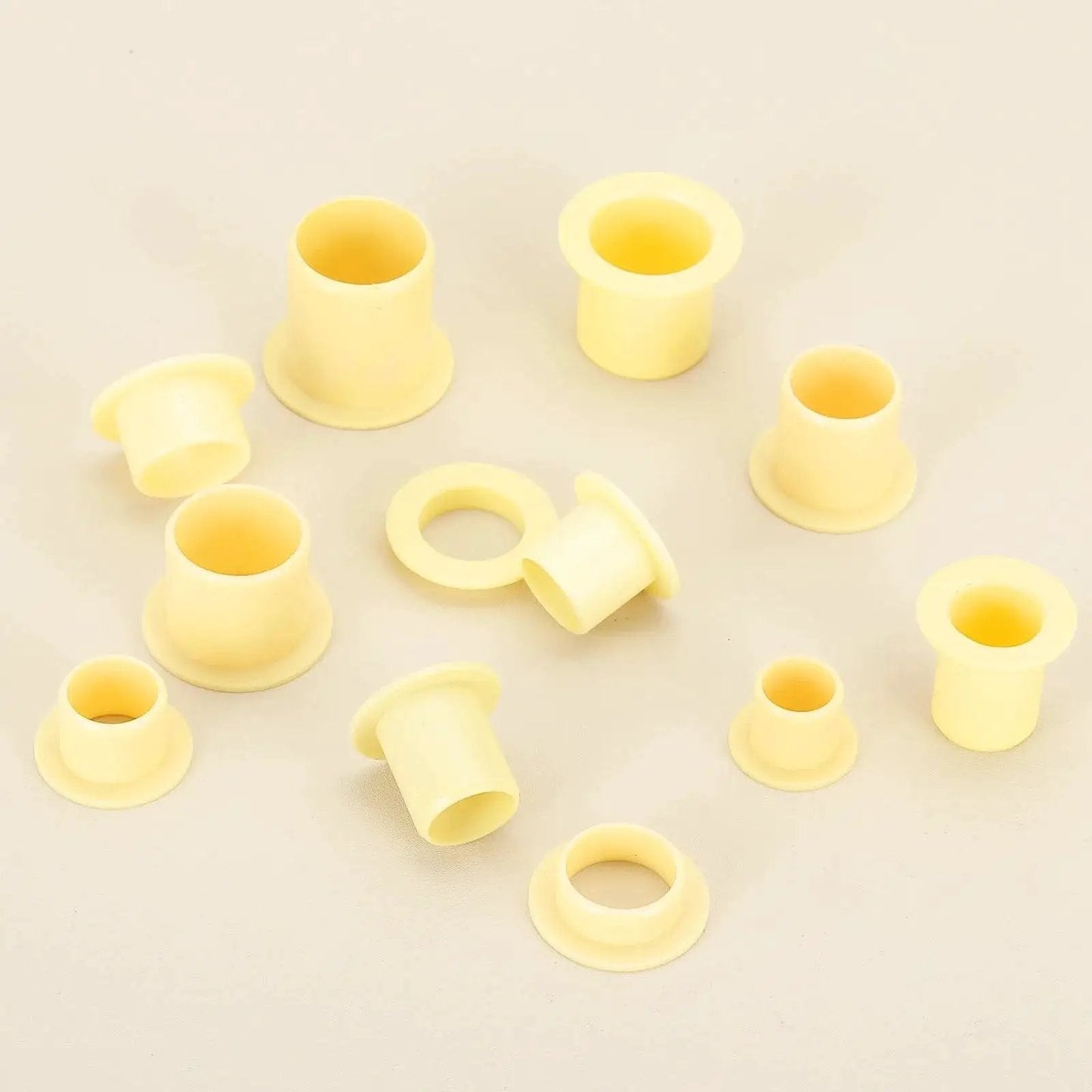 Six Pcs Flanged Sleeve Bearings 8 mm Inner Diameter 10 mm Outer Diameter 10 mm Length POM Plastic Bushing Yellow