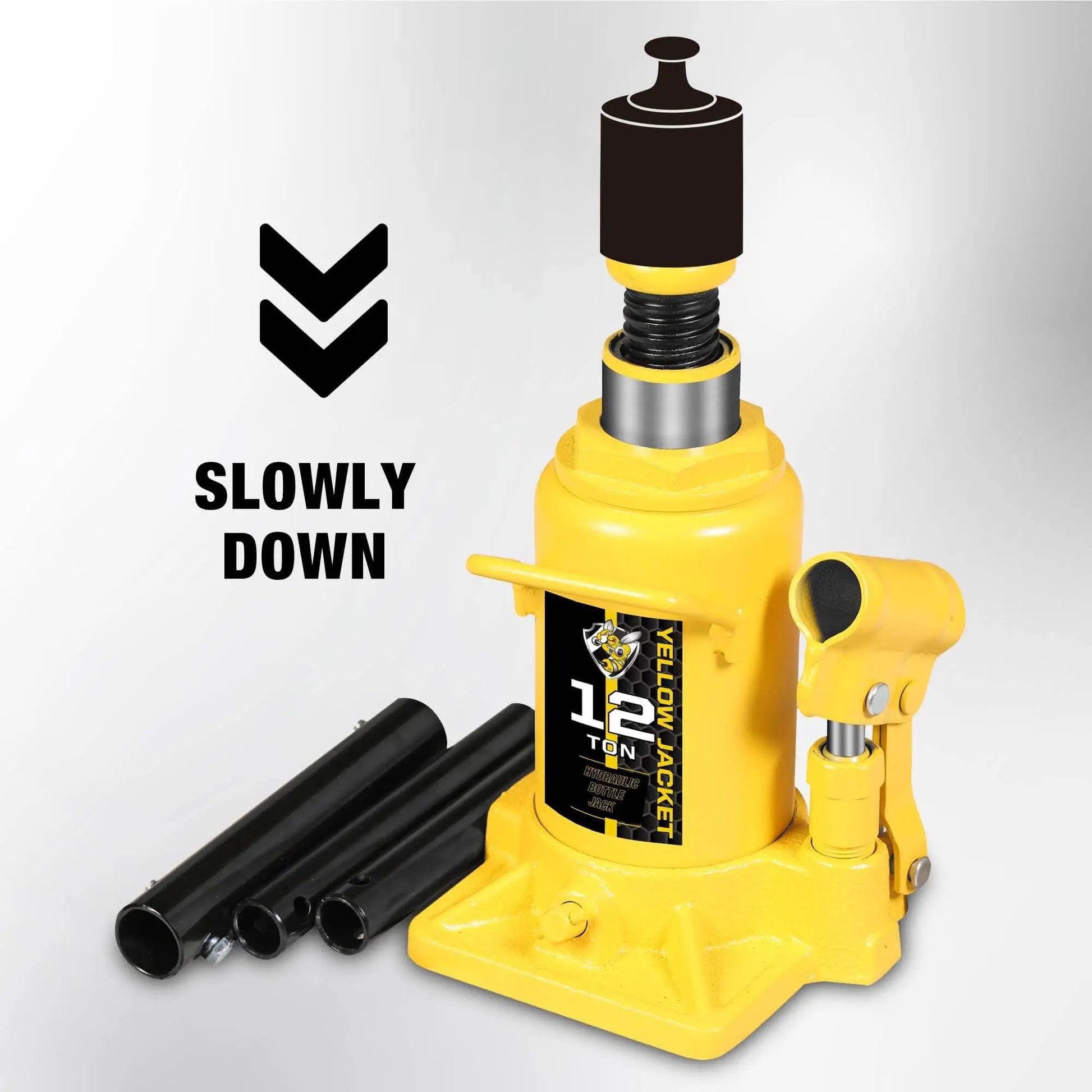 Low Profile 12 Ton Hydraulic Bottle Jack With 24,000 Lbs Capacity, Welded Stubby Jack For Home Garage Pro Shop And Commercial Use