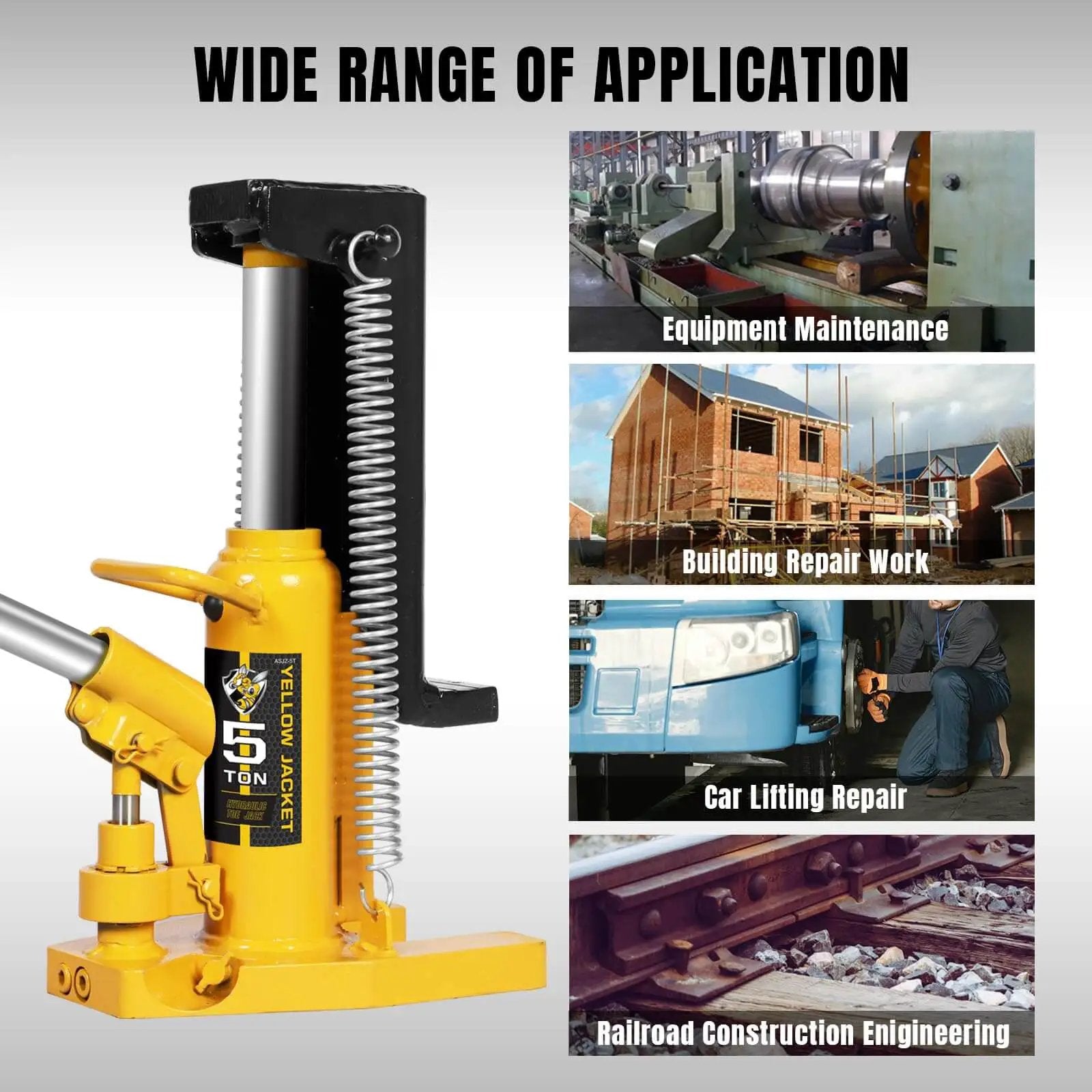 Heavy Duty Toe Jack 2.5 Ton With 5 Ton Top Lift For Cars And Machinery, Air Hydraulic Claw Jack by Yellow Jacket in use