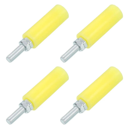 4 Pack Slide Gate Guide Rollers With Nylon Wheels, 3 Inch Gate Support Assembly, Universal Door Pulley Wheels For Sliding Rolling Gates And Electric Doors, Yellow Finish, 30x80 Mm Size, 12 Mm Thread Diameter, 116 Mm Total Height.