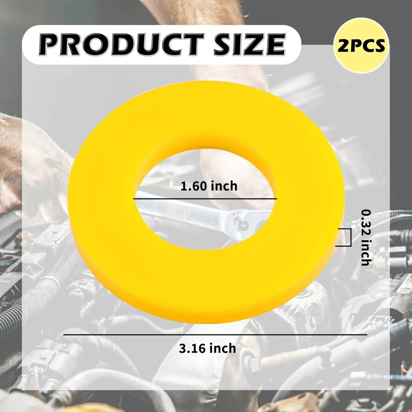 Yellow 2 Pack Silencer Shock Bushings For Shock Absorption And Noise Reduction in engine, size 3.16x3.16x0.32 inches