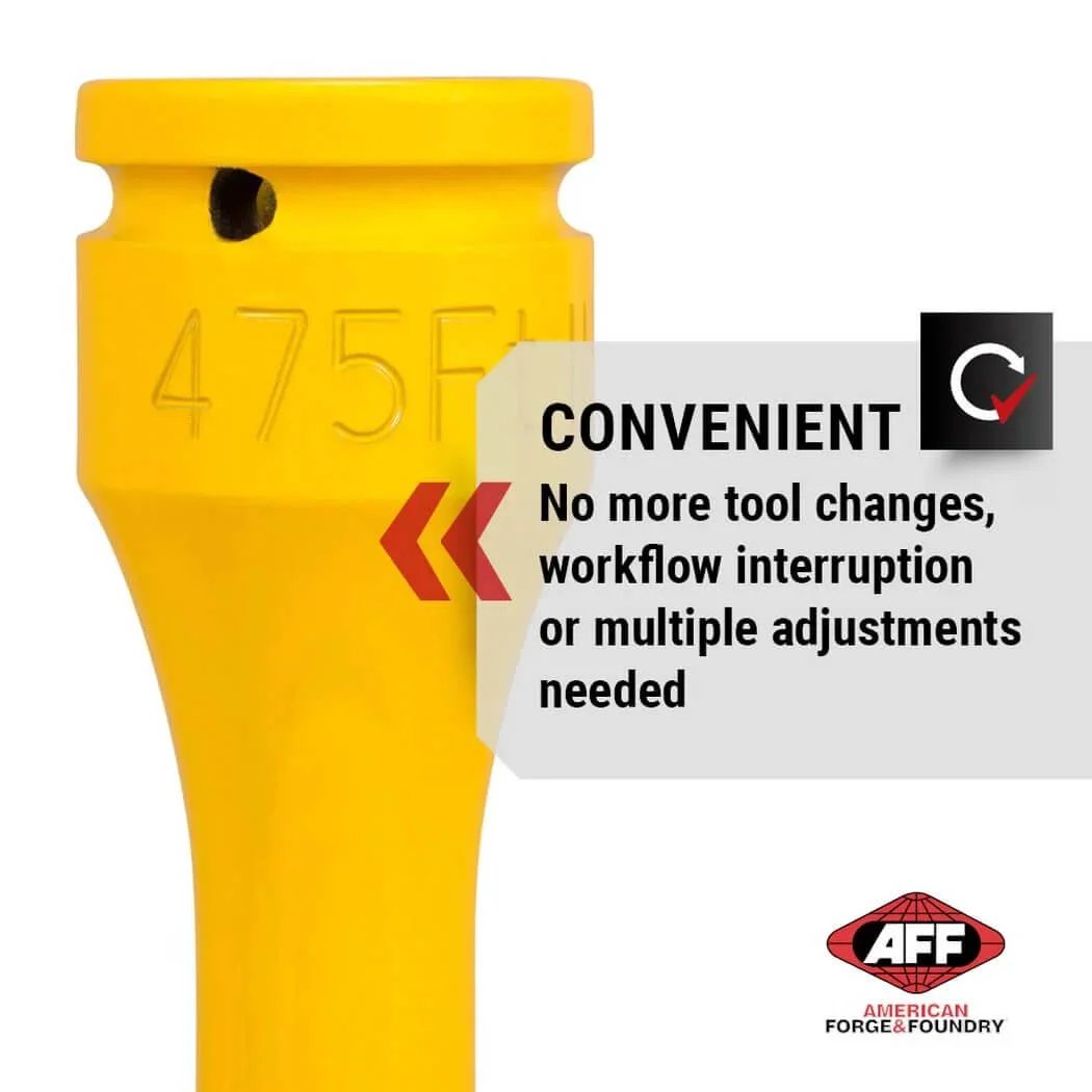 Close-up view of the Torque Limiting Extension, 3/4" Drive, 475 ft/lbs, Yellow, 40309 with convenient features by American Forge & Foundry