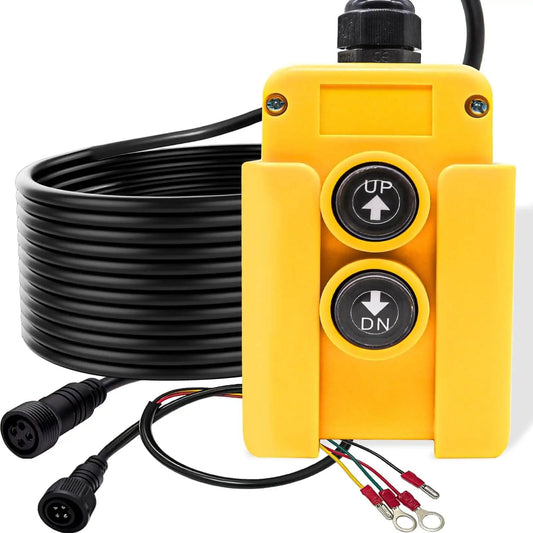 4 Wire Dump Trailer Remote Control Switch 12V DC Up Down Momentary Push Button For Double Acting Hydraulic Pump Lift Winch Dump Bed G018 4W Weatherproof ABS Shell Dustproof Quick Hookup
