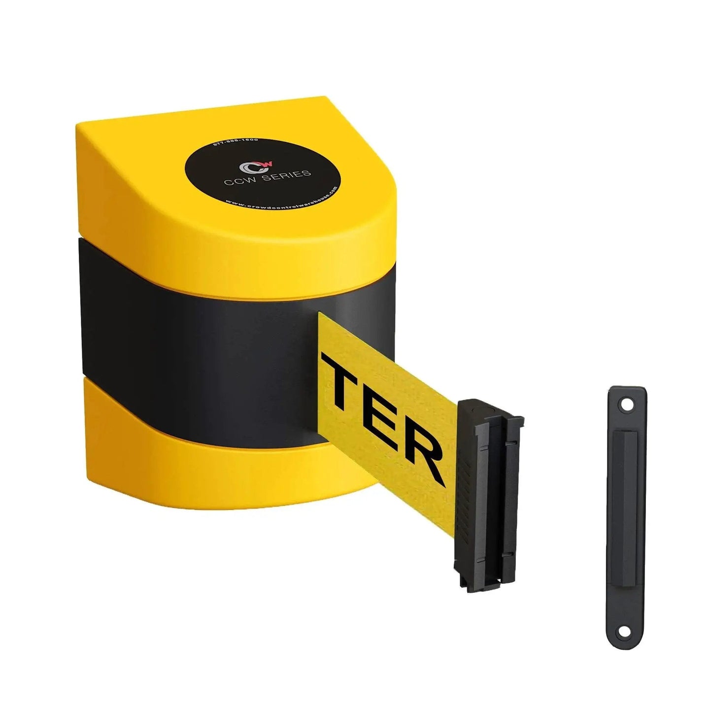 WMB-230 Fixed Wall Mount Retractable Belt Barrier with 30 Foot Belt in Yellow Caution Do Not Enter ABS Case and Mounting Bracket