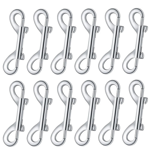 12 Pack Double Ended Bolt Snap Hooks Zinc Alloy Double Trigger Clips For Dog Leash Collar Key Chain Horse Tack Pet Sling And Feed Buckets 2.75 Inch Durable 110 Pound Working Load