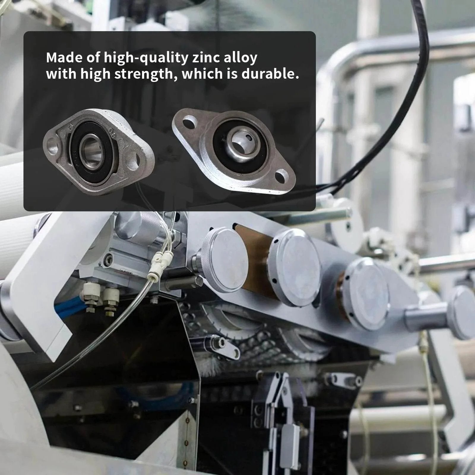 Four Piece Pillow Block Bearing Set KFL08 Self Alignment Flange Bearing Zinc Alloy Steel in industrial machinery setup