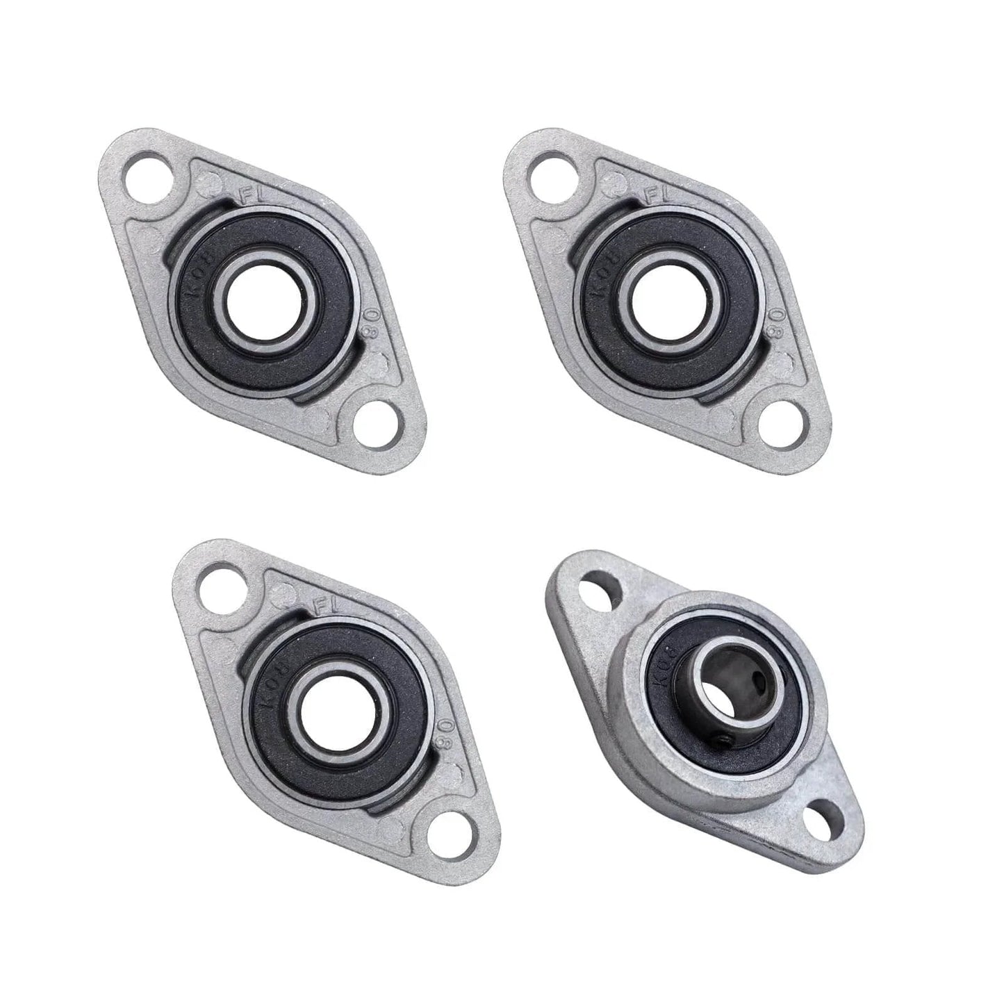 Four Piece Pillow Block Bearing Set KFL08 Self Alignment Flange Bearing Zinc Alloy Steel 5/16 Inch Inner Diameter