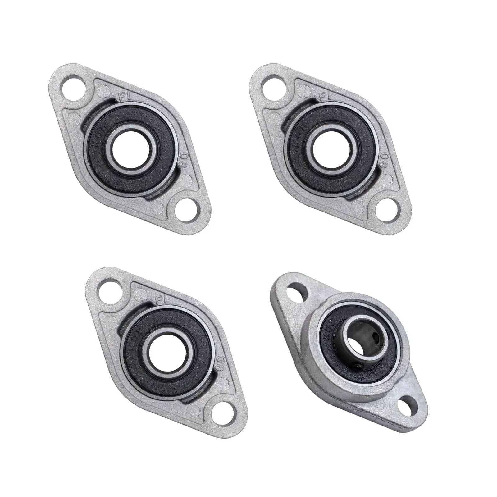 Four Piece Pillow Block Bearing Set KFL08 Self Alignment Flange Bearing Zinc Alloy Steel 5/16 Inch Inner Diameter