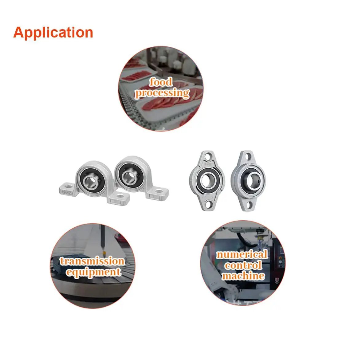 Flange Mounted Pillow Block Bearing KPL005 Set Of 4, 25mm Bore Self Aligning Zinc Alloy, applications in machinery