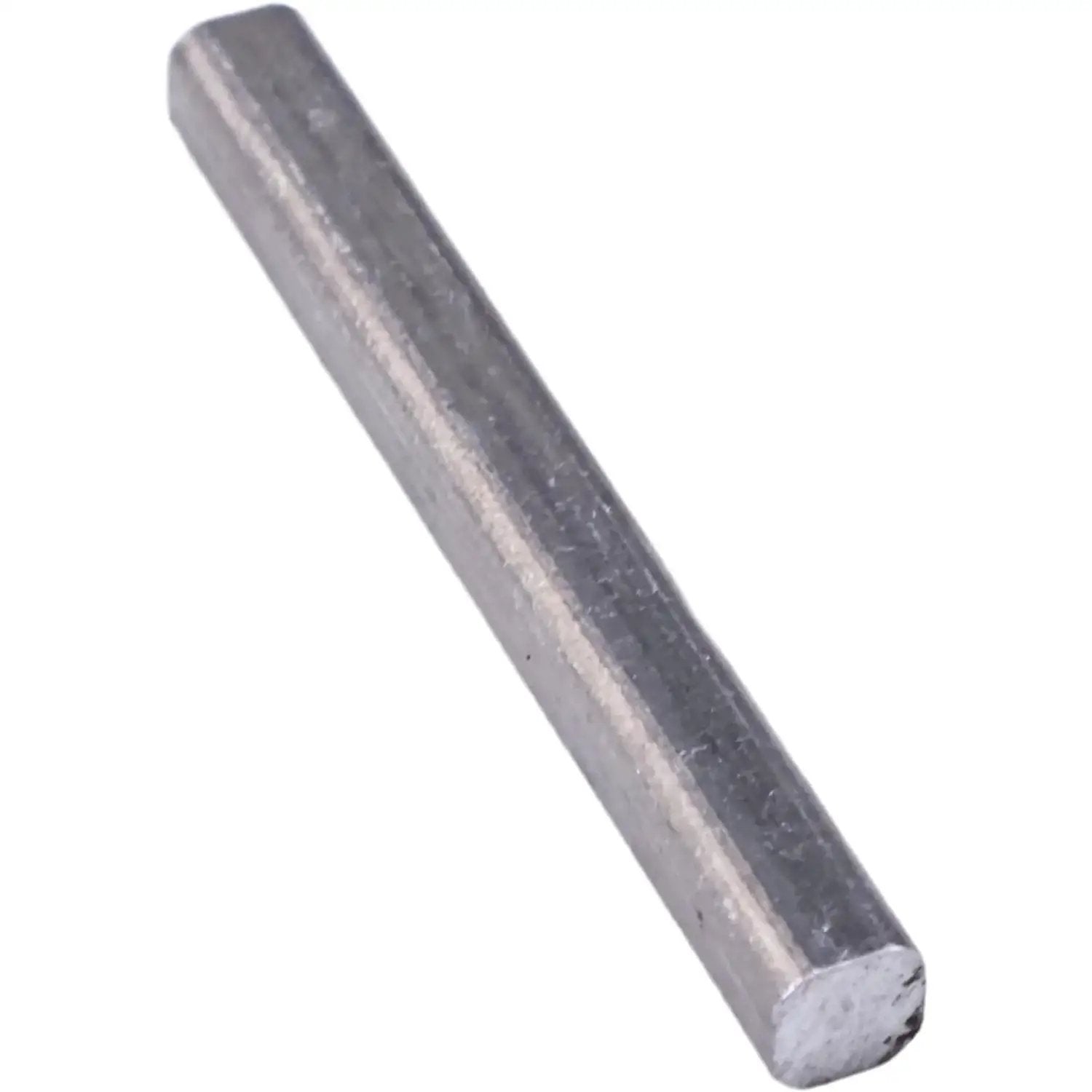 Close-up of a zinc-plated steel machine key, size 3/16 x 1-3/4 inch, used in Eight Pack 3/16 By 1-3/4 Inch Zinc Machine Keys 2161 For Power Transmission Shafts To Hold Machinery Parts In Place Square Keys For Industrial Equipment Durable Zinc Plated Construction For Long Lasting Performance SUKATC.