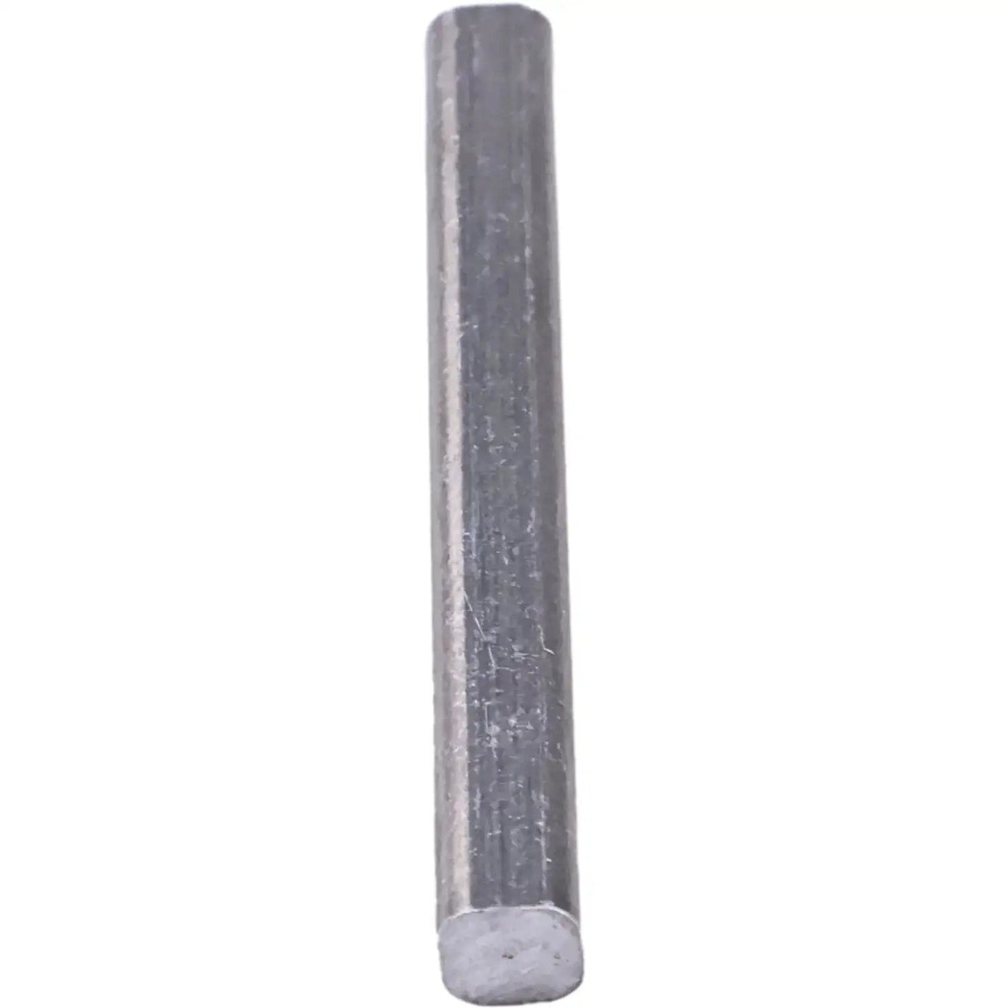 Close-up of a zinc machine key, sized 3/16 by 1-3/4 inch, used for power transmission shafts in industrial equipment.