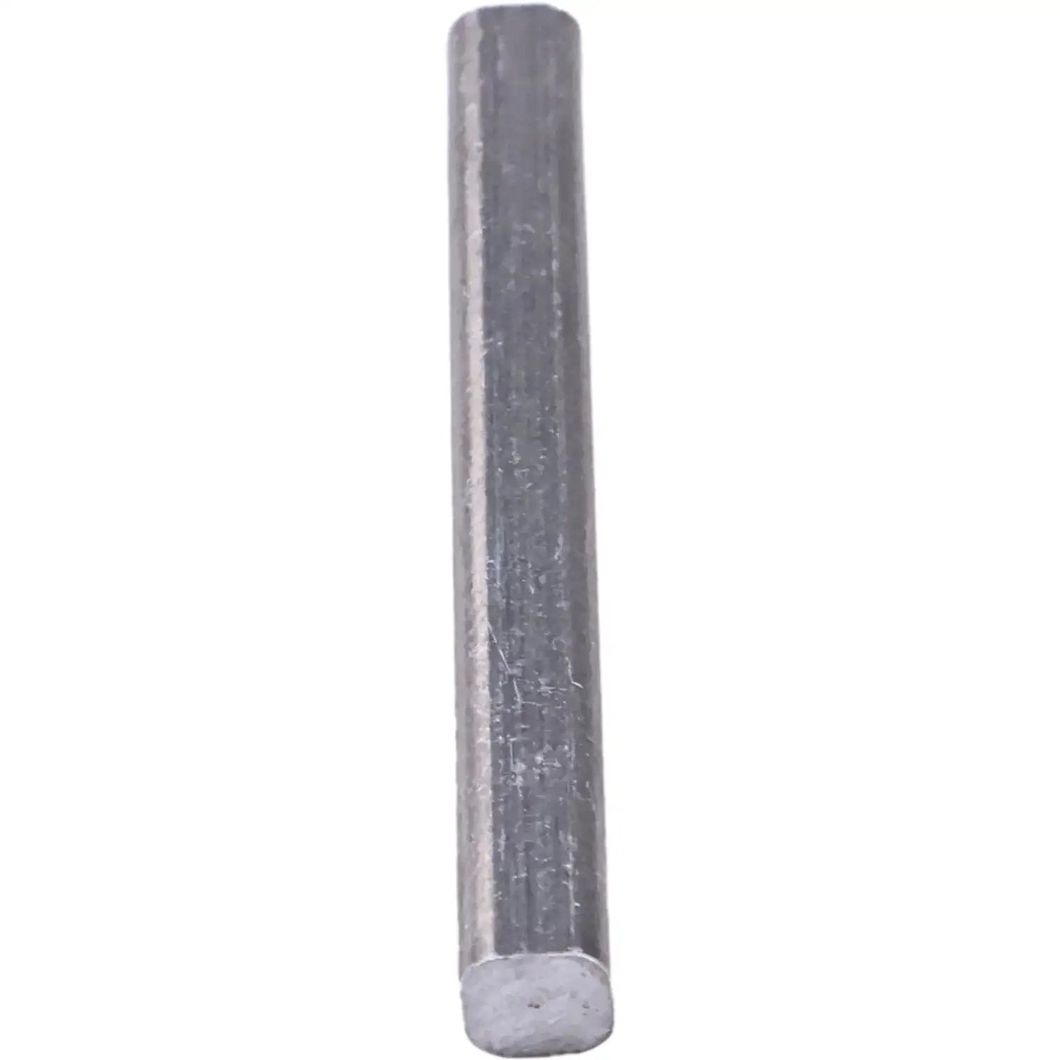 Close-up of a zinc machine key, sized 3/16 by 1-3/4 inch, used for power transmission shafts in industrial equipment.
