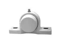 Front view of 1-1/8 in Wide Zinc Set Screw Pillow Block Bearing, White Plastic Pillow, Single Unit, Wide Flange Shaft Support for O.C & C.C Mounting