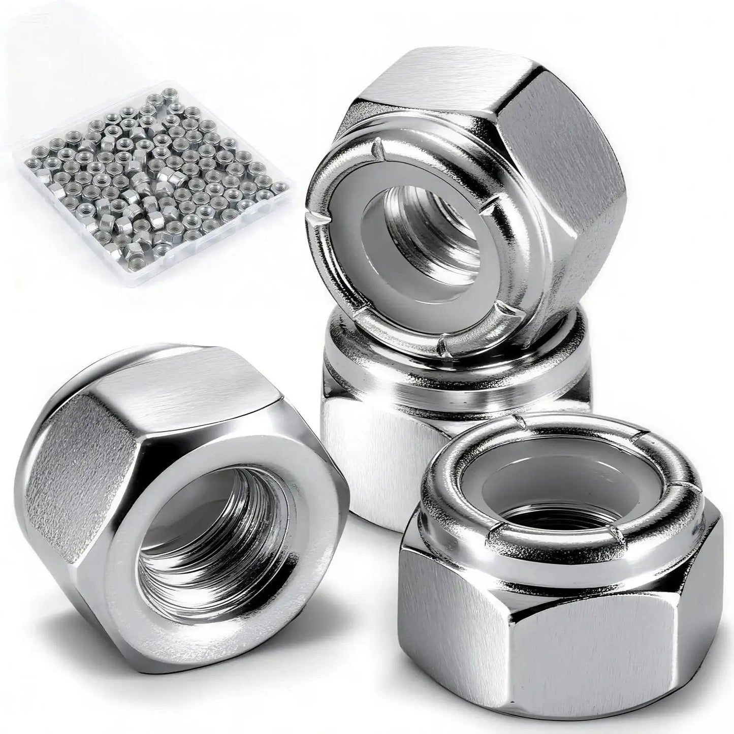 100 Pack 1/4-20 Nylon Insert Lock Nuts For Industrial Construction And Furniture Projects Premium Carbon Steel With Nylon Embedded