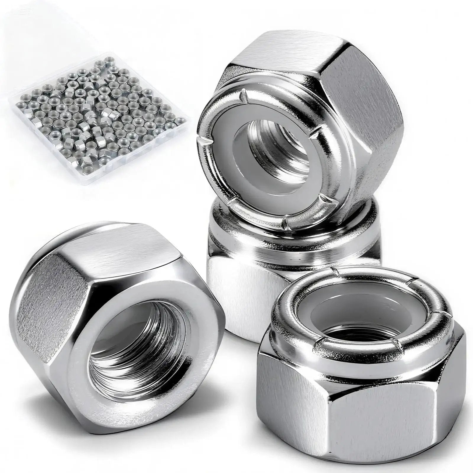 100 Pack 1/4-20 Nylon Insert Lock Nuts For Industrial Construction And Furniture Projects Premium Carbon Steel With Nylon Embedded