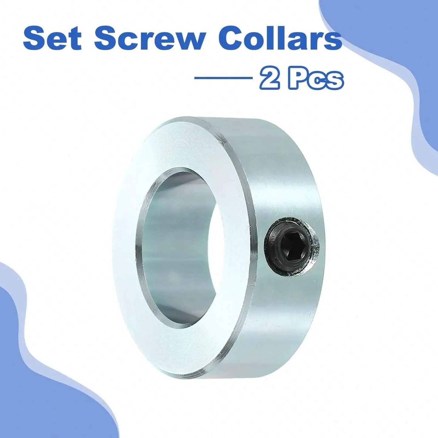 Zinc plated carbon steel set screw shaft collars with a 15/16 bore, 1-5/8 outside diameter, 9/16 thickness for automation and robotics.