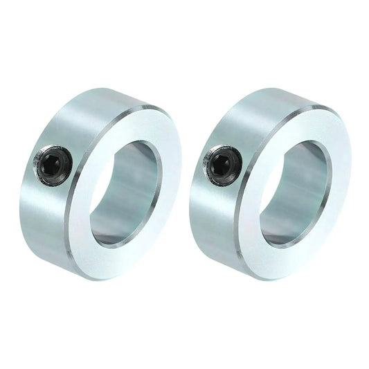 Zinc plated carbon steel set screw shaft collars with a 15/16 bore, 1-5/8 outside diameter and 9/16 inch thickness for automation use