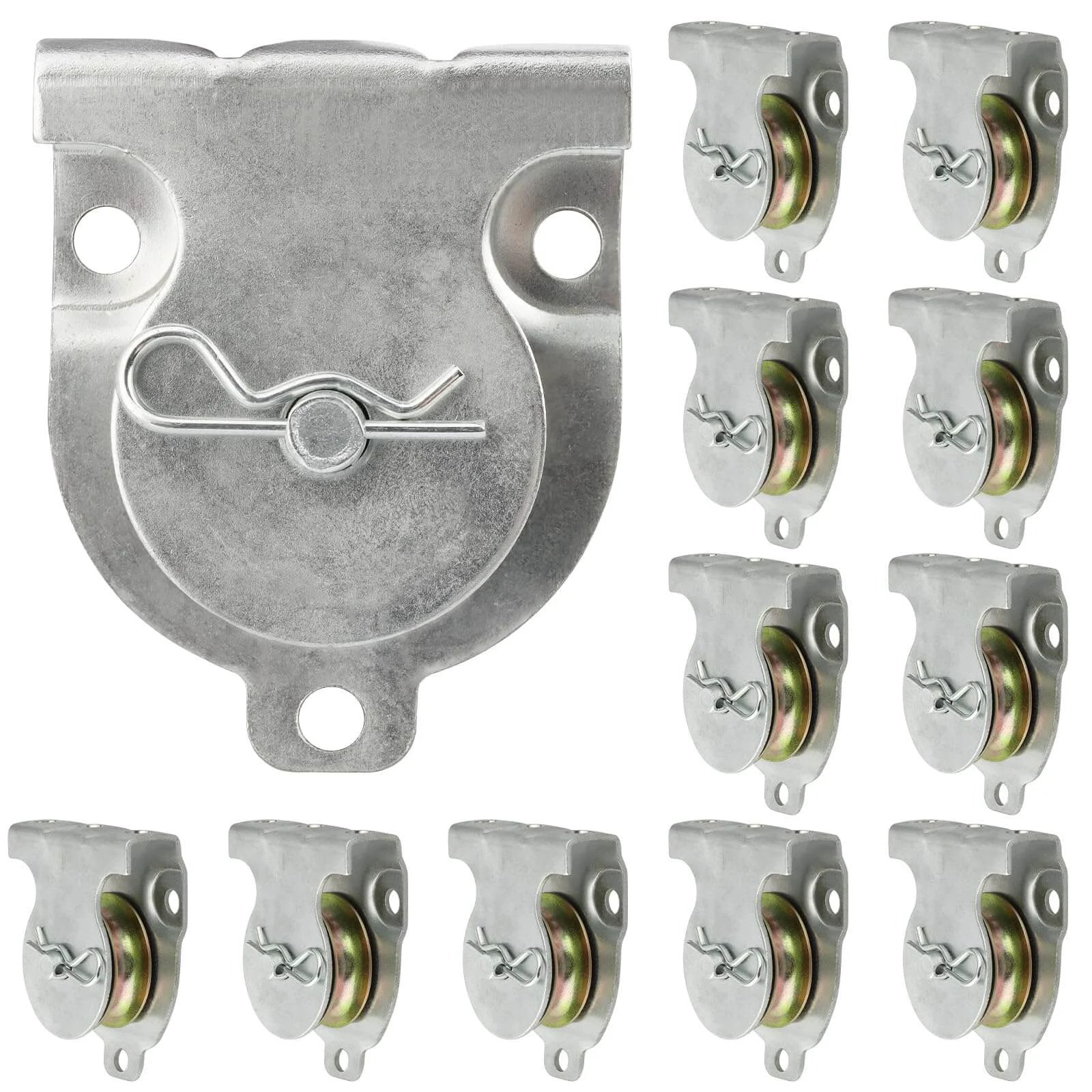 12 Pcs Wall Mount Pulley, 1-1/2" Ceiling Mount Pulley Fit 3/8" Wire Rope, Zinc Plated Removable Small Pulleys with Load 420 Lbs for Lifting